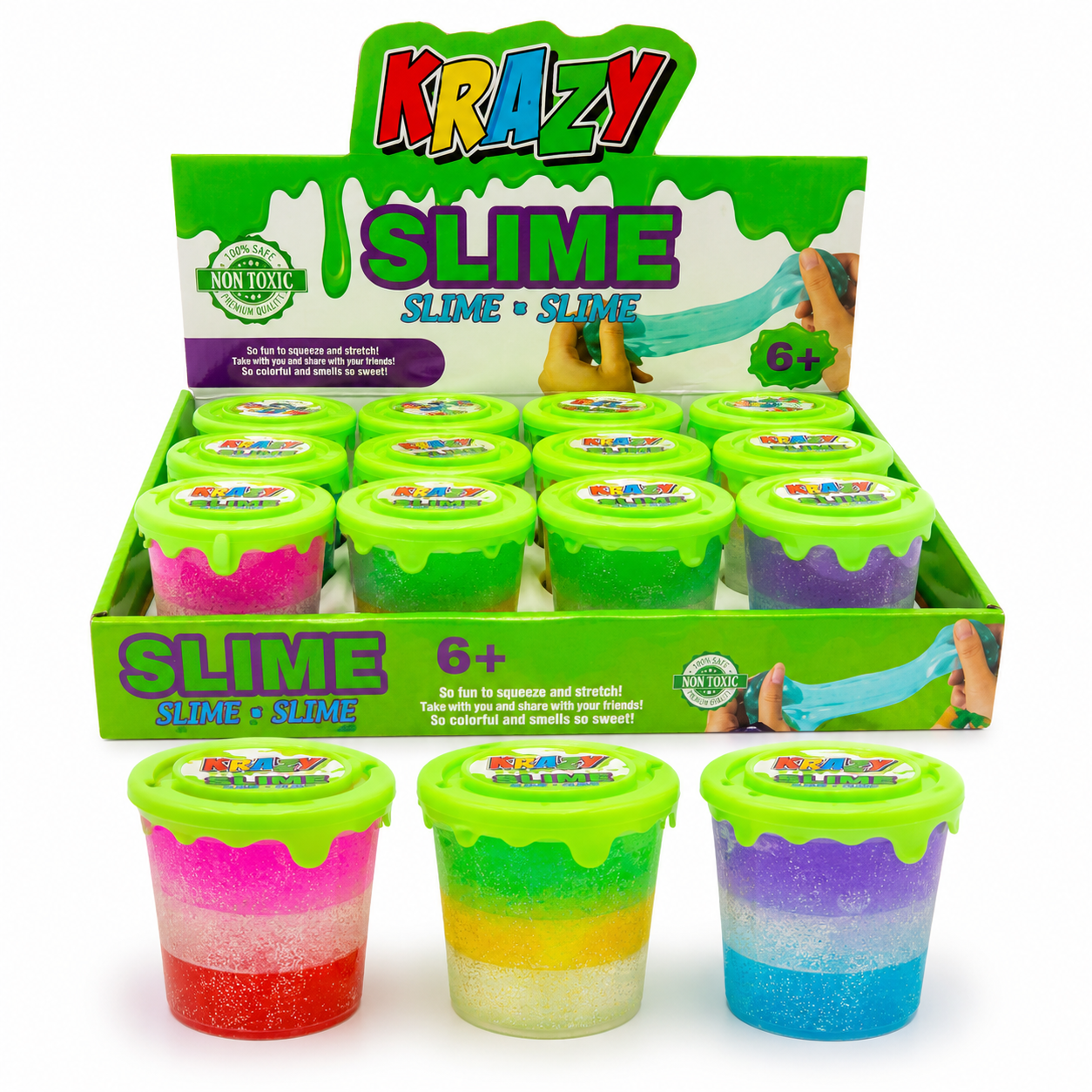 Slime Tricolor con Brillantina – Masa Elástica para Niños