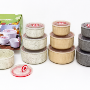 Juego de Recipientes de Porcelana con Tapa – Set de 3 Piezas