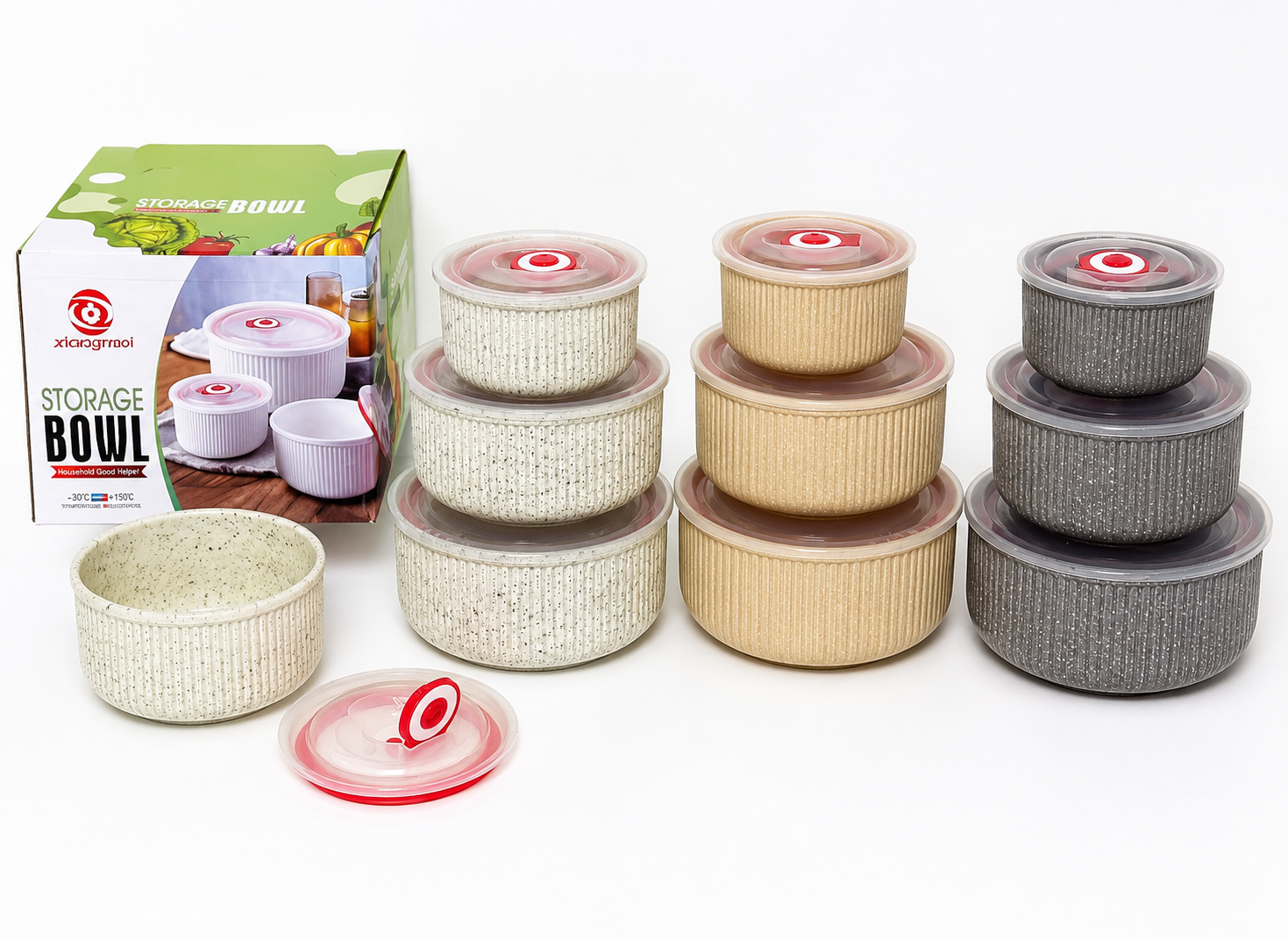Juego de Recipientes de Porcelana con Tapa – Set de 3 Piezas