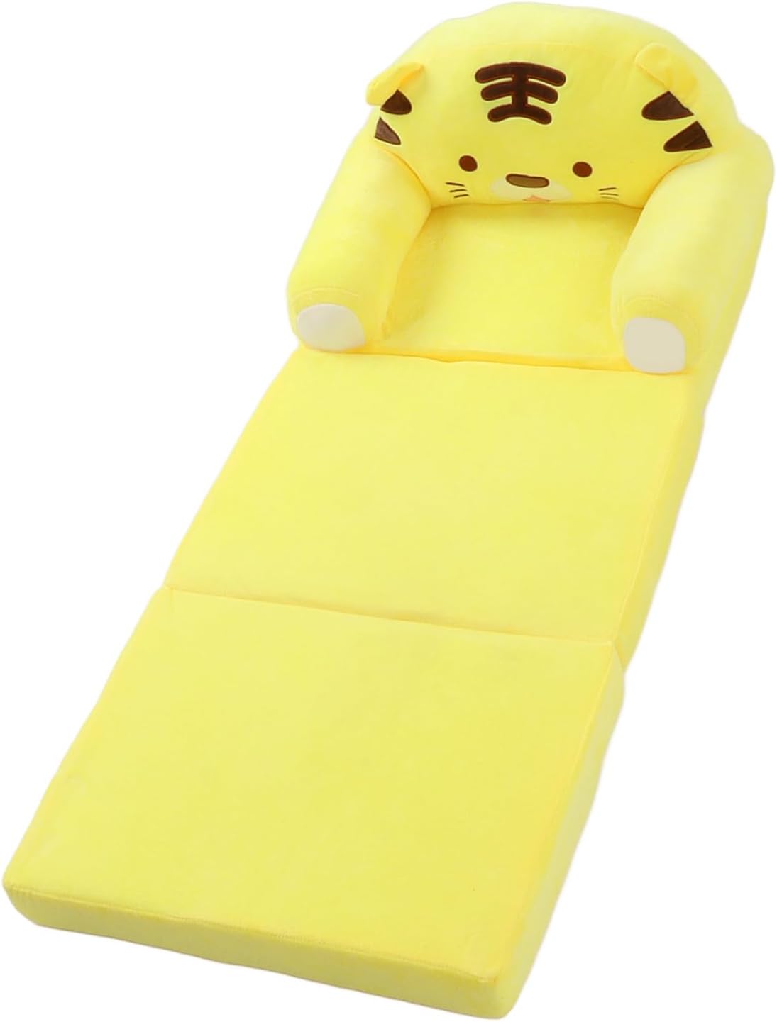 Greensen Sofá Cama Plegable 2 en 1 para Niños, Felpa Suave con Reposabrazos, 50 x 37 x 50 cm, Amarillo - Imagen 3