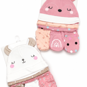Gorra para Bebé 3 Piezas + Guantes (0 a 6 meses)