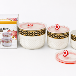Juego de Recipientes de Porcelana con Tapa Hermética – Set de 3 Piezas
