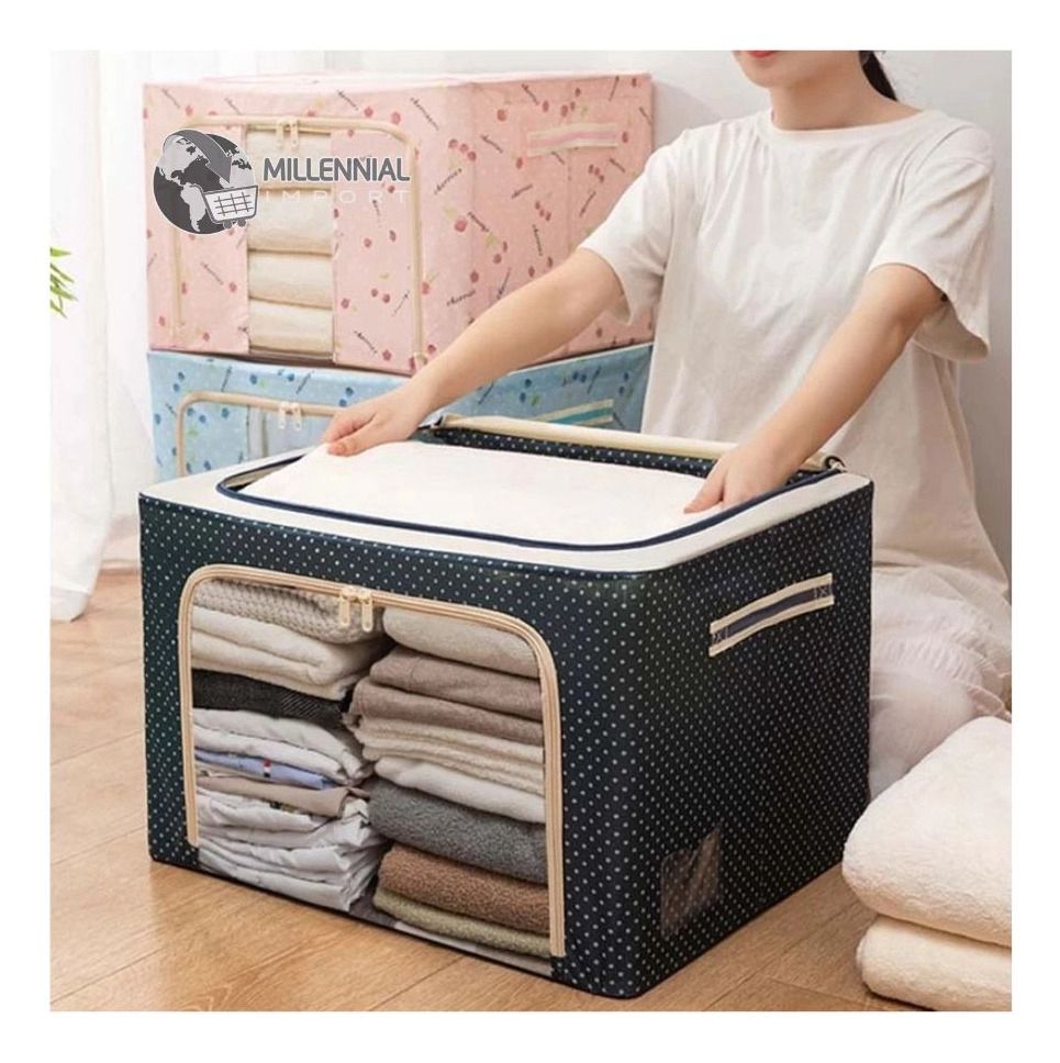 📦 Caja de Almacenamiento Plegable con Marco de Acero y Ventana Transparente