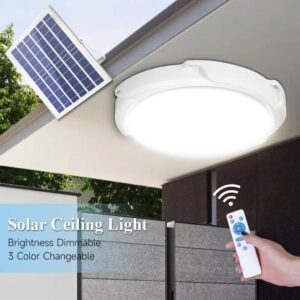 Lámpara Solar de Techo LED con Control Remoto – Sin Cables e Impermeable