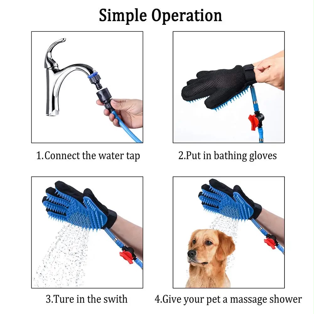 Guante de Baño para Mascotas con Rociador de Agua – Cepillo de Silicona para Perros y Gatos - Imagen 5