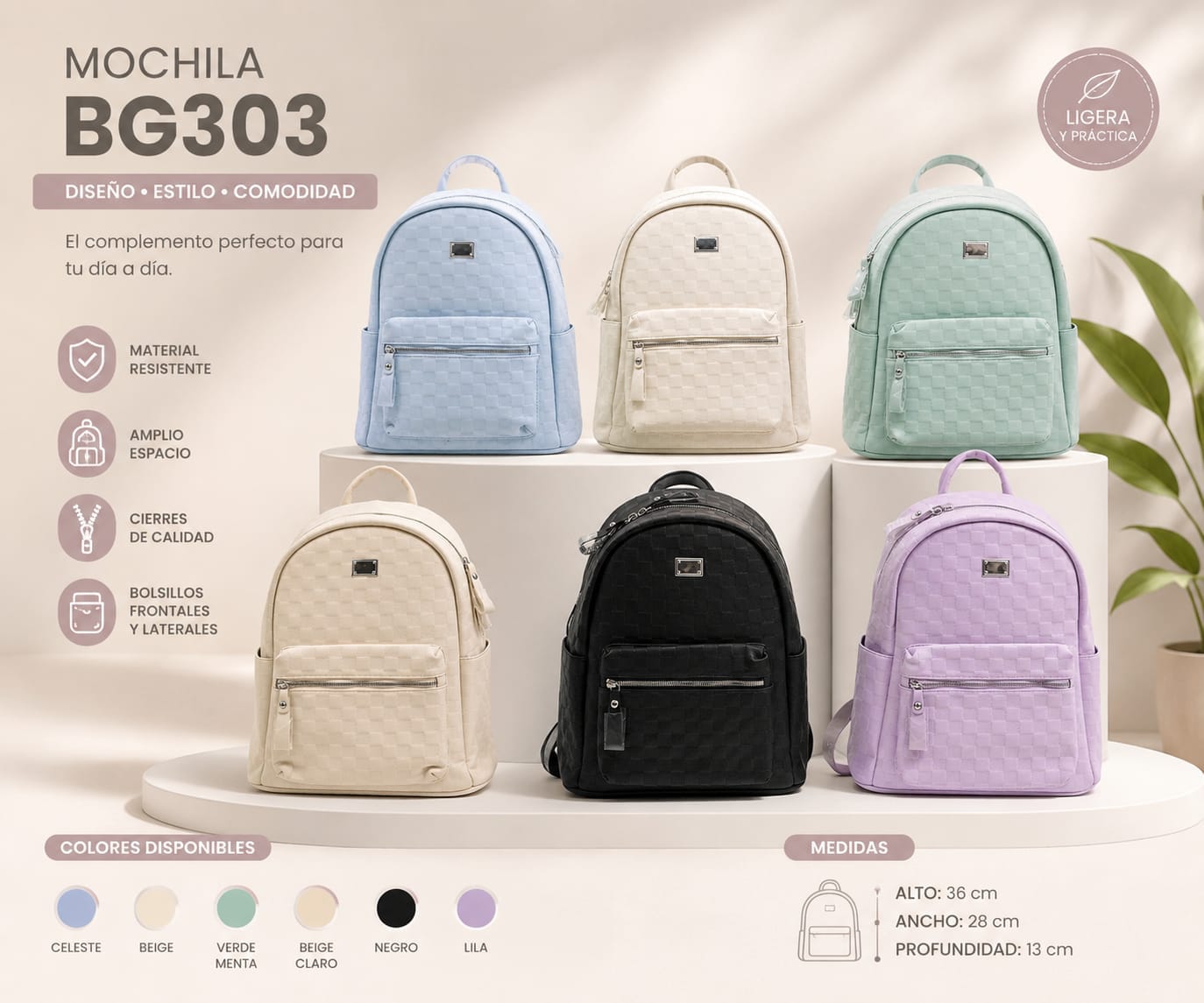 Mochila BG303 – Diseño, Comodidad y Estilo para Todos los Días