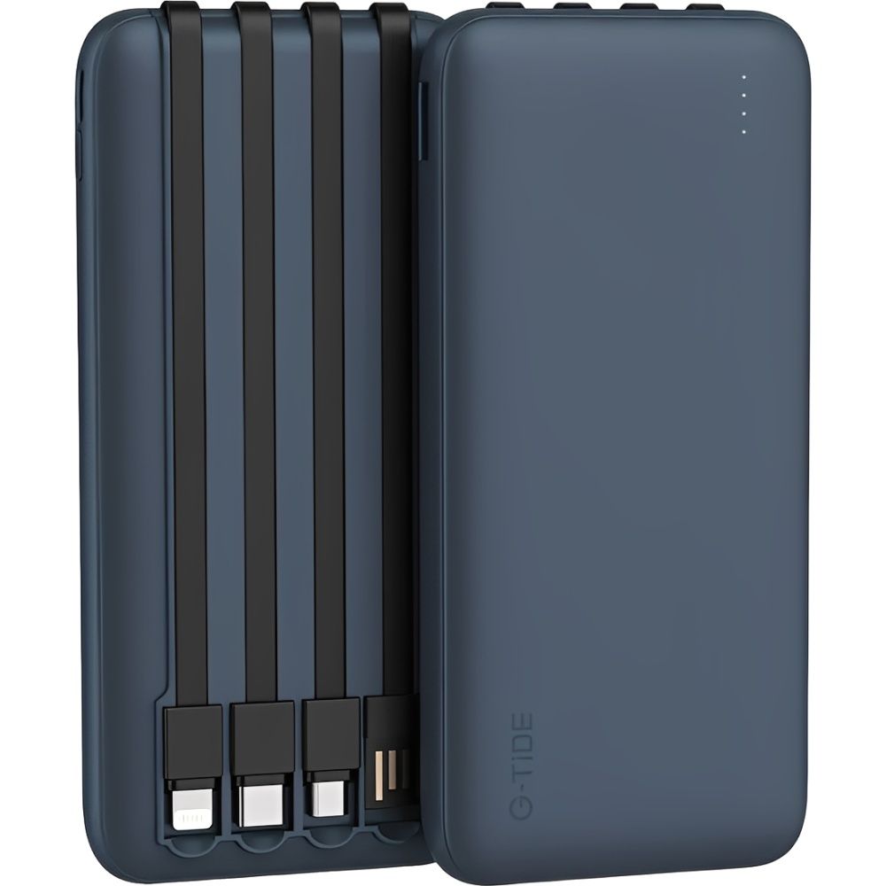 🔋 Cargador Portátil G-Tide P1 10.000 mAh con 4 Cables – Azul