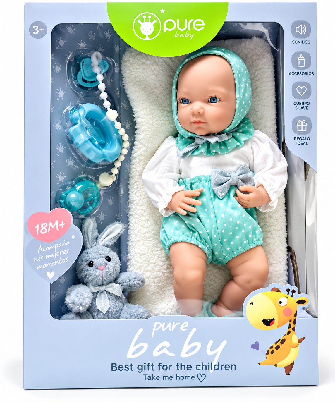 👶 Muñeca Bebé realista con Accesorios y sonido de bebe