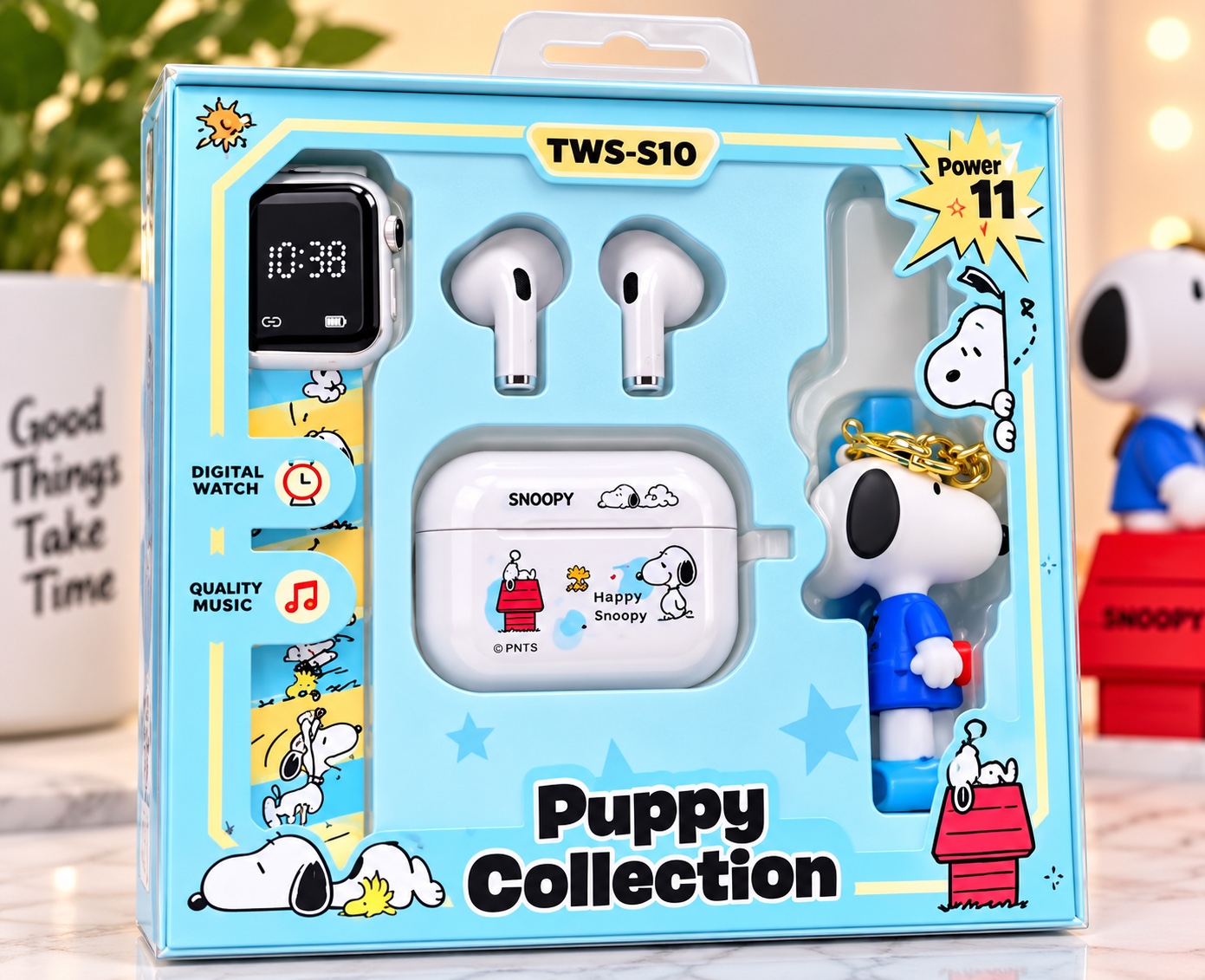 🐶💙 Set Snoopy Puppy Puppy Collection – Reloj + Auriculares