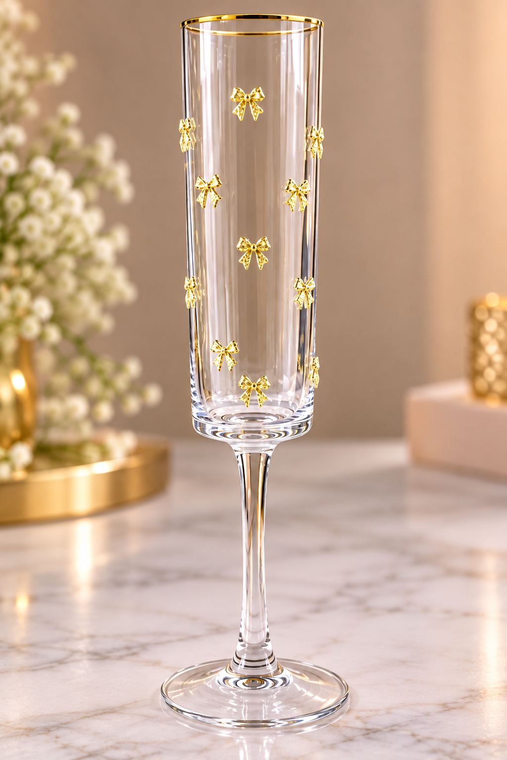 🥂 Copa de Champán con Lazos Dorados – 150 ml