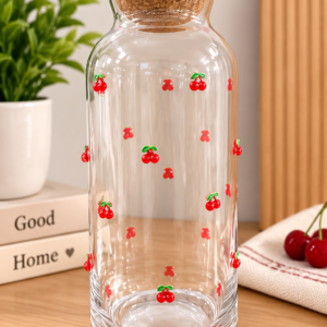 🍒 Jarra de Vidrio de 1 Litro con Tapa de Corcho