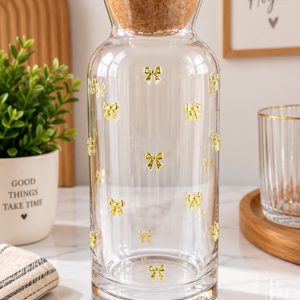 🎀 Jarra de Vidrio de 1 Litro con Tapa de Corcho