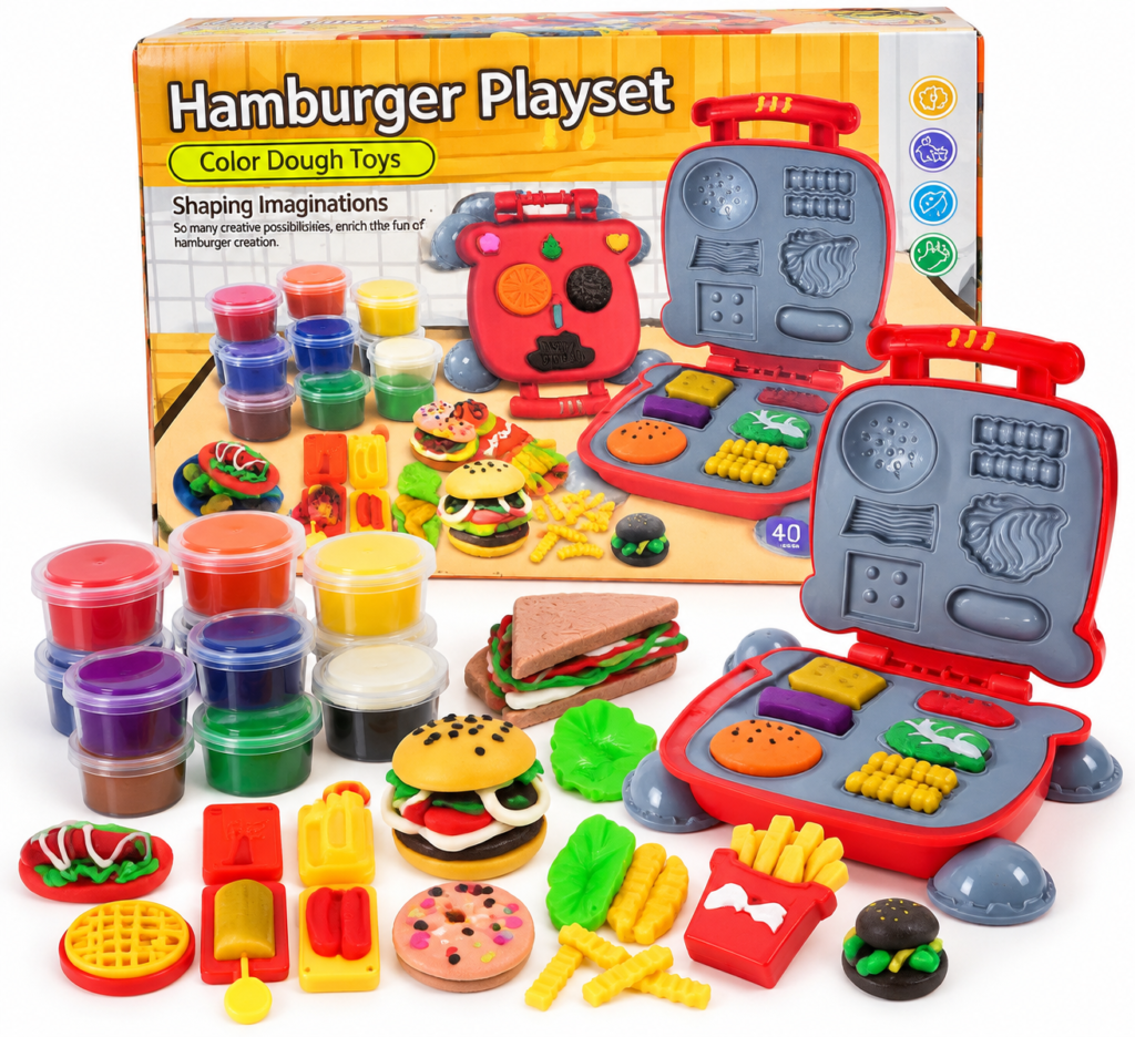 Set de Plastilina para Niños 40 Piezas – Hamburguesería de Juguete